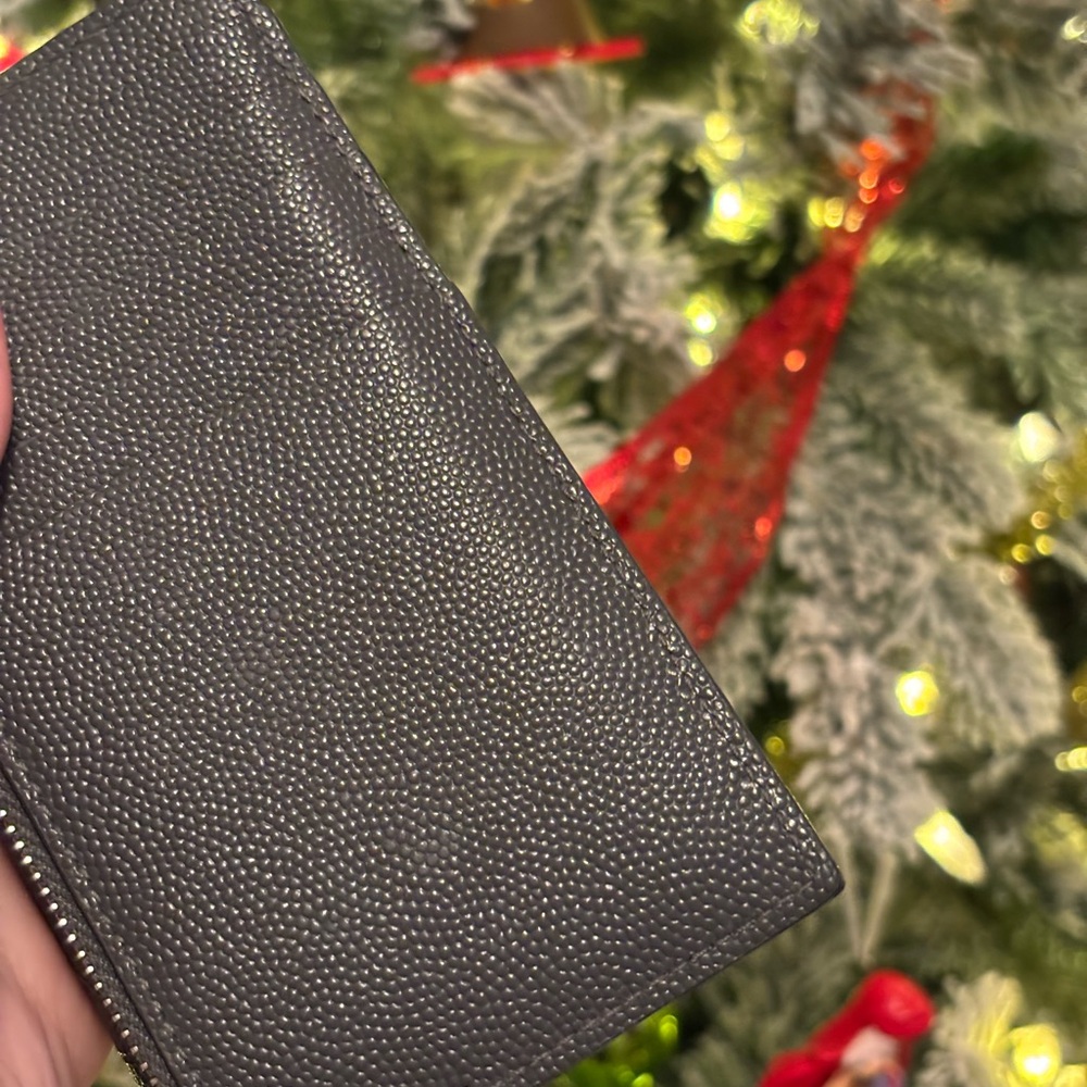 Saint Laurent YSL Dark Gray Quilted Leather Card Holder Flap Wallet NEW W/ COA - Picture 4 of 14